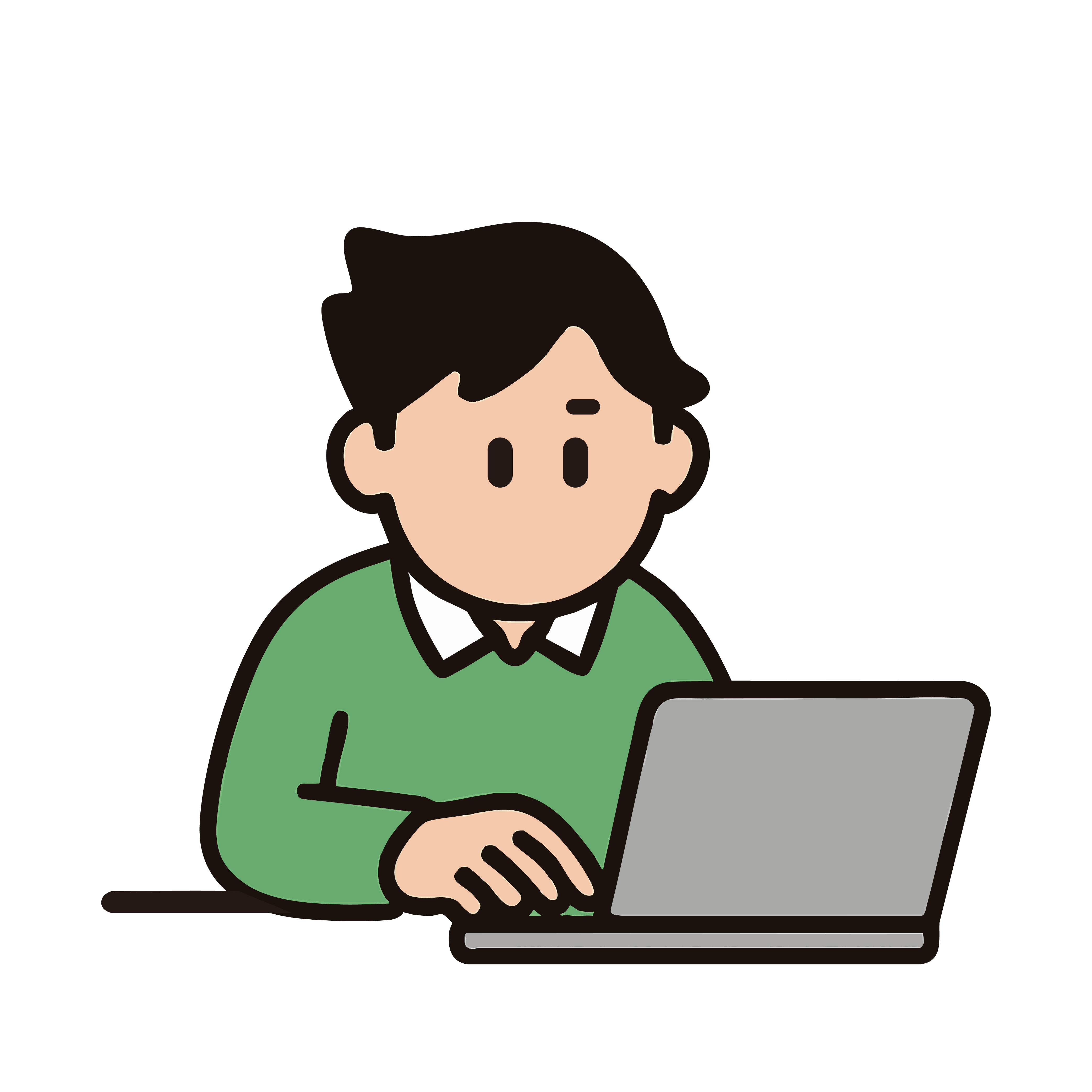 PCに向き合う男性
